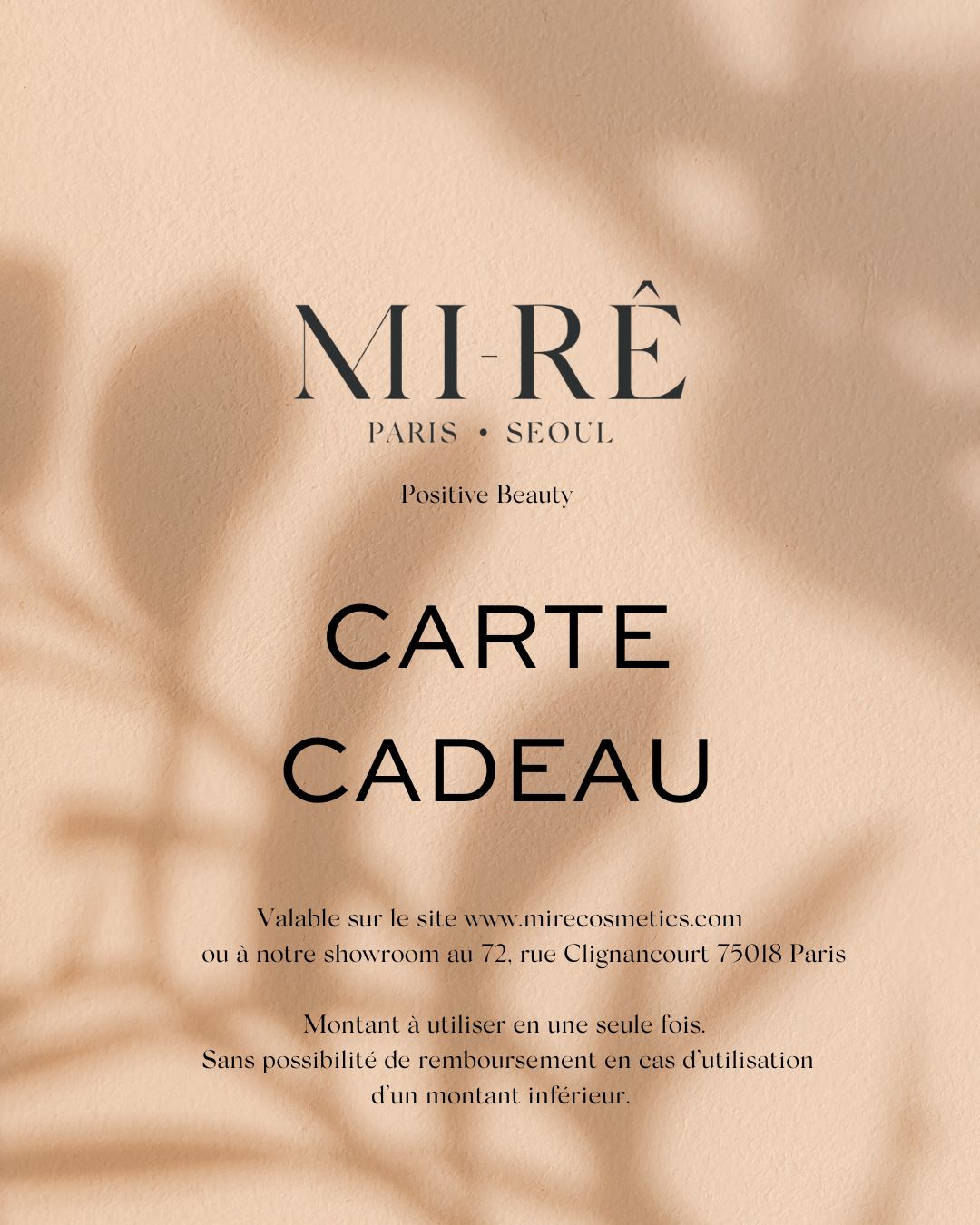 Carte cadeau MI-RÊ Cosmetics
