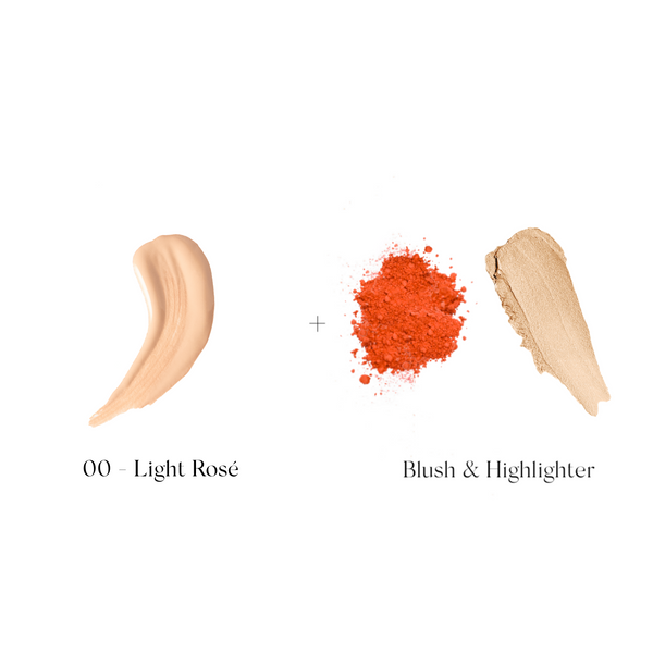 Teinte Light Rosé 00 Coffret Saatiya Essentiel 2  Recharge et Dual Peach-Glow MI-RÊ Cosmetics