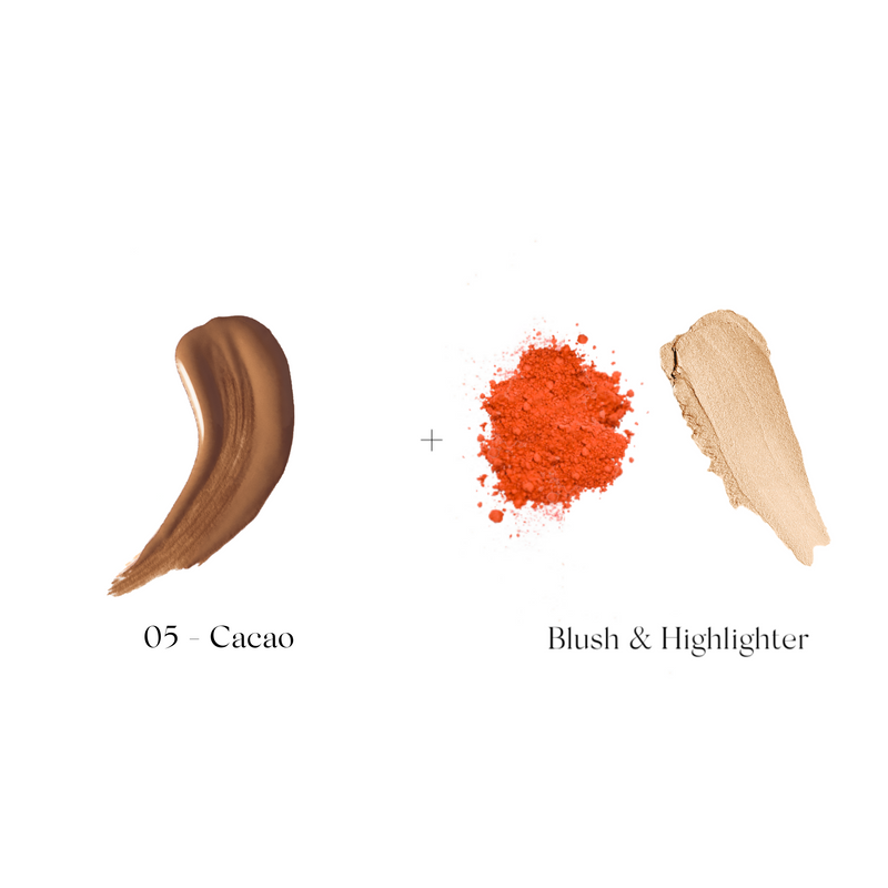 Teinte Cacao 05 - Coffret Saatiya Essentiel 1 BiBi Nova et Dual Peach-Glow MI-RÊ Cosmetics